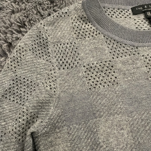 Rag & Bone Gray Plaid Charlotte Crew Sweater - Picture 3 of 12